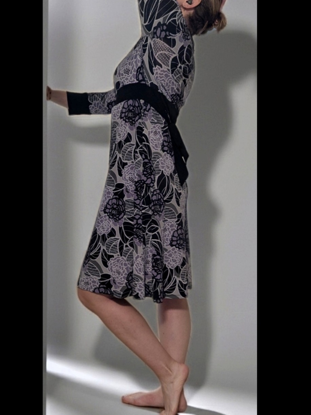 Apt. 9 Lavender Floral Midi Dress with Black Accents